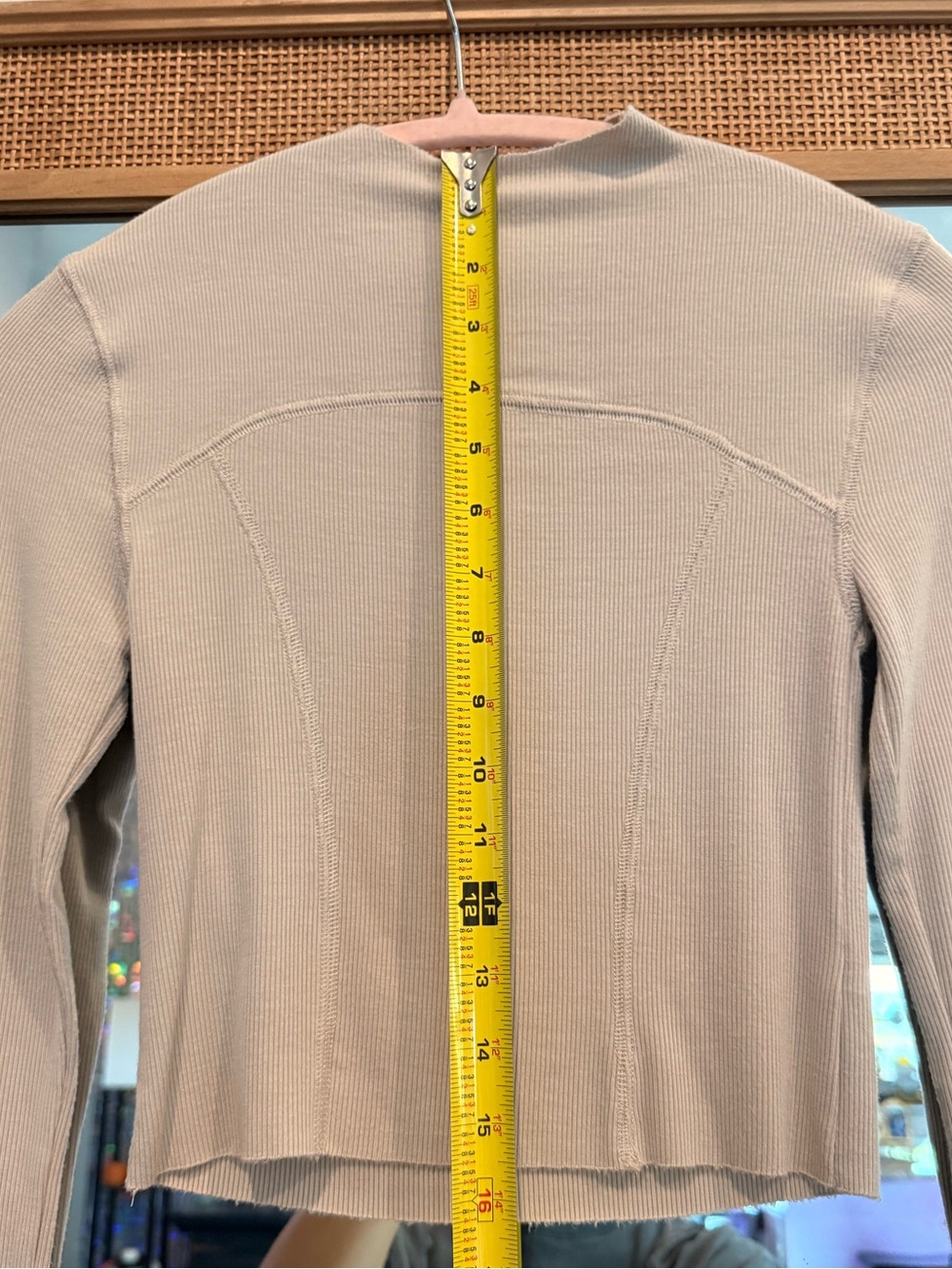 Joah Brown Stitch Mock Neck Long Sleeve Top Dune Flex Rib XS/S - Picture 5 of 10